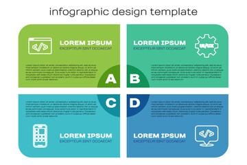Set line Mobile Apps, Front end development, and UI or UX design. Business infographic template. Vector.