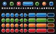 © Serhii - UI buttons icons set. Isolated vector illustration of mobile game sprites. Design for stickers, logo, mobile app. Arcade or match 3 2d game asset. Flat sprite sheet. Constructor with basic ui elements
