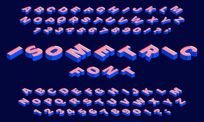 Poster - Isometric 3d font. Typography abc alphabet letters and numbers. Latin lettering geometric font vector symbols set. Illustration alphabet typography, typescript font 3d