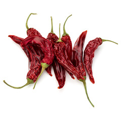 Wall Mural - Dried red chili or chilli cayenne pepper isolated on white  background cutout