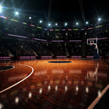 Basketball Court. Sport Arena. 3d Render Background