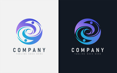 Poster - Abstract Circle Logo with Two People Combination. Usable For Business and Brand Company. Vector Logo Illustration.