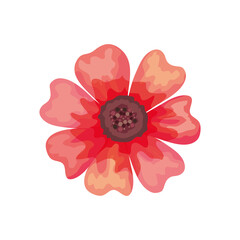 Sticker - beautiful red flower decorative icon vector illustration design