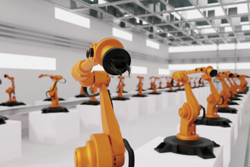 Wall Mural - concept business and industry 4.0 modern technology factory,smart industrial plant automation arm ro