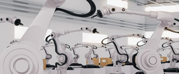Wall Mural - concept business and industry 4.0 modern technology factory,smart industrial plant automation arm ro
