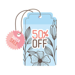 Wall Mural - sale spring season tag hanging icon vector illustration design