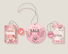 Sale Spring Season Deals Tags Hanging Icons Vector Illustration Design