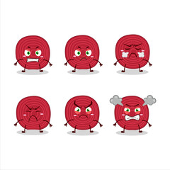 Sticker - Slice of beet cartoon character with various angry expressions