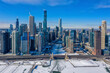 Aerial View of Chicago Cityscape in Winter