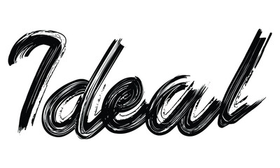Fototapete -  Ideal Black Text Hand written Brush font drawn phrase Typography decorative script letter on the White background for sayings