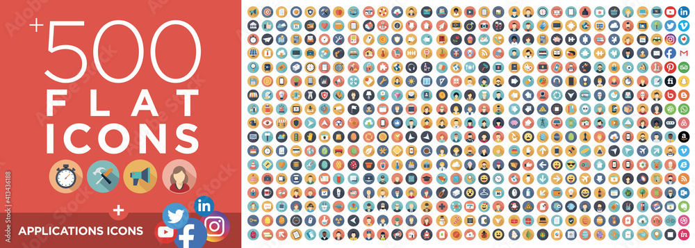 flat icons collection Stock Vector | Adobe Stock