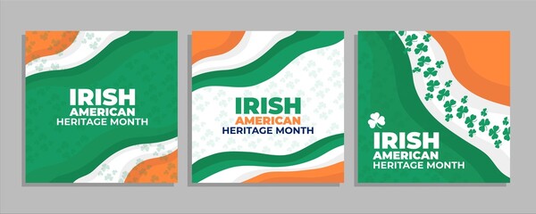 Irish-American Heritage Month in march celebration in usa, post banner design, Vector