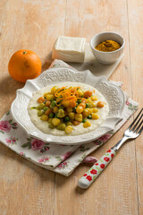 Sticker - italian gnocchi with cheese cream and orange peel