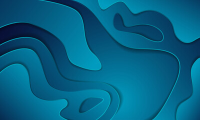 Wall Mural - Gradient blue paper cut abstract background