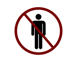 Poster - no man vector icon.  Editable stroke. Linear symbol for use on web and mobile apps, logo, Print media. Line illustration. Vector isolated on white  background