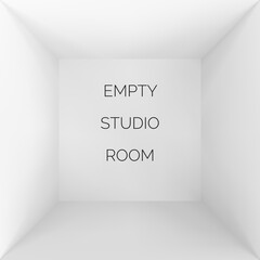 Poster - Empty 3d studio. White container inside view. Wrapping or box template. Vector