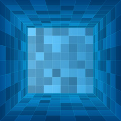 Poster - Empty 3d room. Blue container inside view. Vector illustration