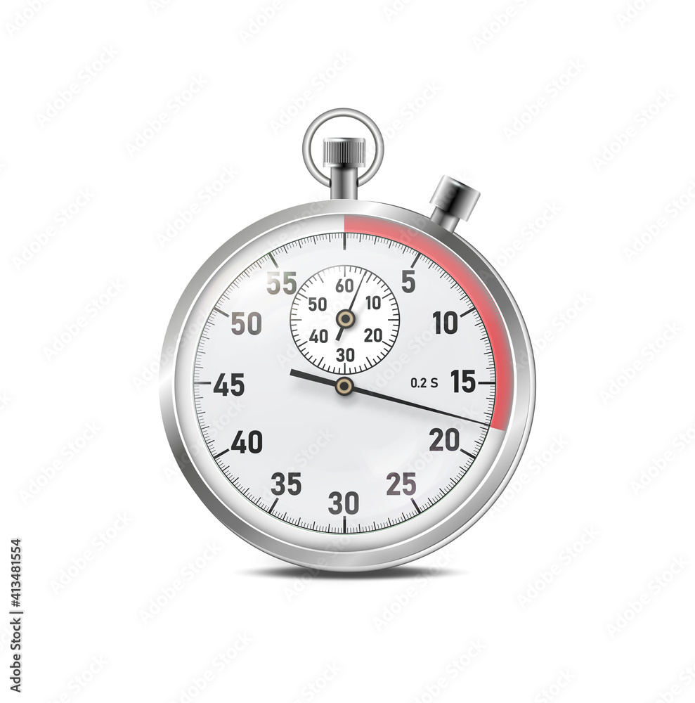 Vector Stopwatch. Classic stopwatch Vector EPS 10. Glass reflections ...