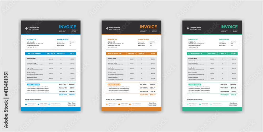 Minimal Corporate Business Invoice design template vector illustration ...