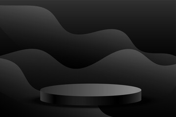 Wall Mural - black podium product display background design