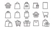© Eduardo - Black and White Shopping Icon Set, with Shopping Bags and Carts. Vector Isolated Illustration