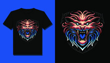 Scary Lion Head T Shirt Design
