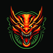 Red Dragon Head Vector Illustration