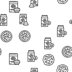 Wall Mural - Oatmeal Nutrition Vector Seamless Pattern Thin Line Illustration