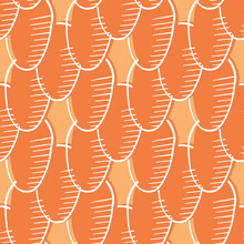 Vector Seamless Texture Background Pattern. Hand Drawn, Orange, White Colors.