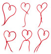 Hearts set of a red  shoelace