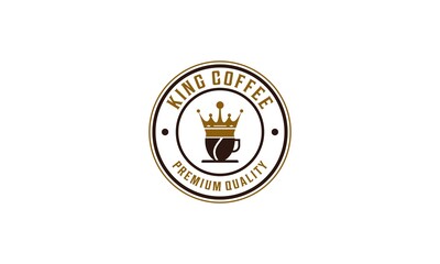 Sticker - king kopi logo with coffee beans turned into a glass and a gold crown that depicts the king of coffee which has the most delicious taste and aroma