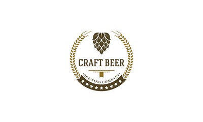 Sticker - Beer Logo Design Element in Vintage Style for Logotype, Label, Badge and other design. Brewery retro vector illustration.