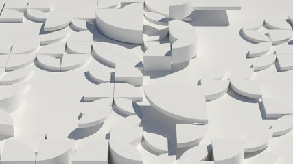 Poster - loop 3d render of extruded shapes that generate chaotic graphic pattern. white gamma with shadows. s