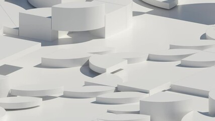Poster - 3d render of extruded shapes that generate chaotic graphic pattern. white gamma with shadows. simple