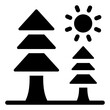 
Trees and sun denoting glyph icon of forest 
