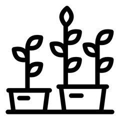 Poster - 
Potted plants in glyph style icon, gardening 
