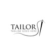 Tailor logo luxury needle and thread icon, sewing silhouette, vector illustration best logo design