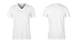 © Touchr - Realistic White unisex t shirt front and back mockup isolated on white background with clipping path.