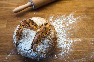 bread on wooden table