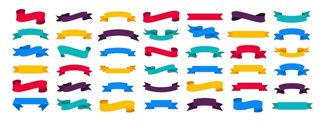 Poster - Set of flat ribbons. Vector abstract elements. Modern minimalist ribbons collection.