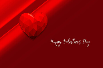 Poster - Illustration of the phrase â€œHappy Valentine's Dayâ€ next to a geometric heart on a red background