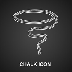 Wall Mural - Chalk Lasso icon isolated on black background. Vector.