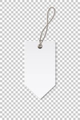 Poster - Blank white rectangular paper price tag isolated on transparent background