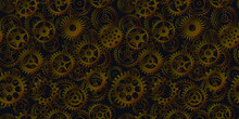 Seamless Pattern Copper Old Gears For Steinpunk Backgrounds Textures Vector Illustration 