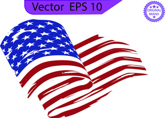 Wall Mural - Waving flag of the United States of America. Waving USA Flag. American Flag Flowing. National symbol, army, military and veterans flag. transparent background.