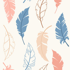 Naklejka na meble Seamless feather pattern in scandinavian style