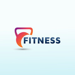 Sticker - personal training and nutrition Fitness logo design. Dumbbell icon Vector logo design template idea.