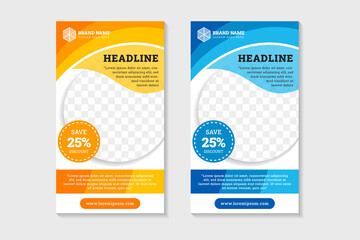 Poster - set of abstract geometric banner template for universal business promotion. vertical layout combined