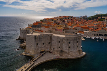 Wall Mural - Aerial view of old city Dubrovnik in a beautiful summer day, Croatia. September 2020