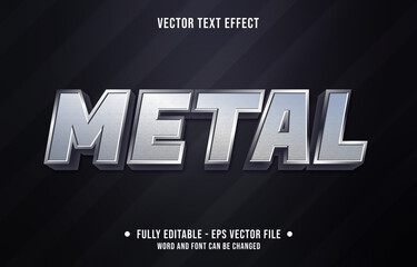 Wall Mural - editable text effect - metal chrome grey gradient color style
